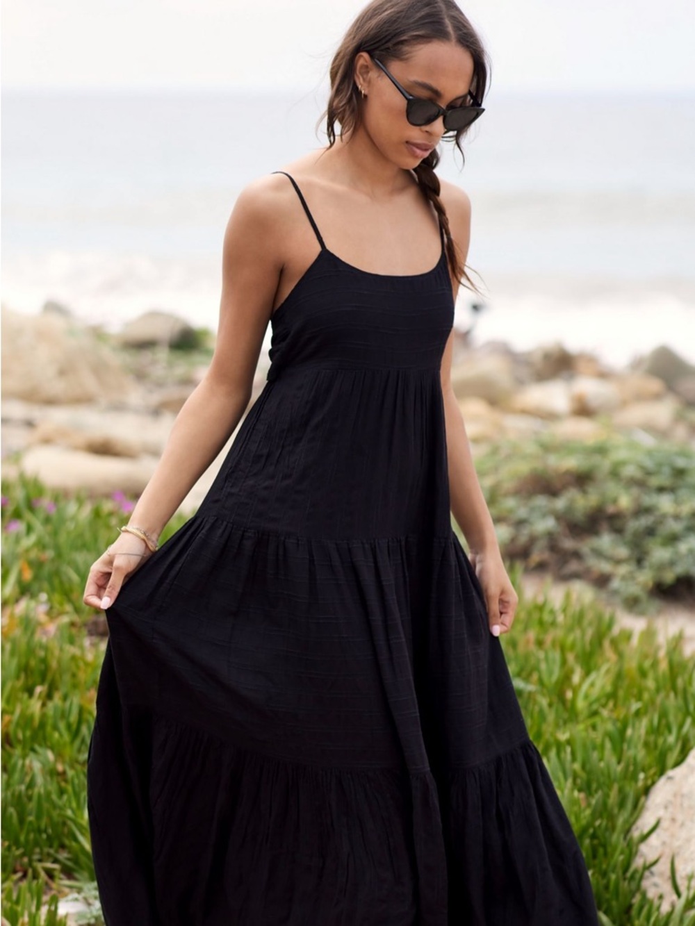 L*SPACE Santorini Cover-Up Midi Dress in Black Size Medium Anthropologie - Picture 2 of 5